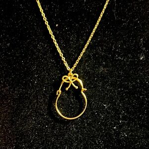 Elegant‎ Gold Bow Charm Holder Pendant Necklace - 18 inch gold tone chain